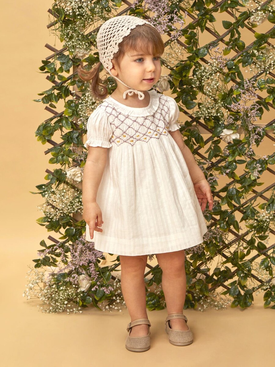 Vestido Nido De Abeja Blanco