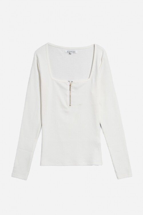 Remera m/l con cierre frontal BLANCO