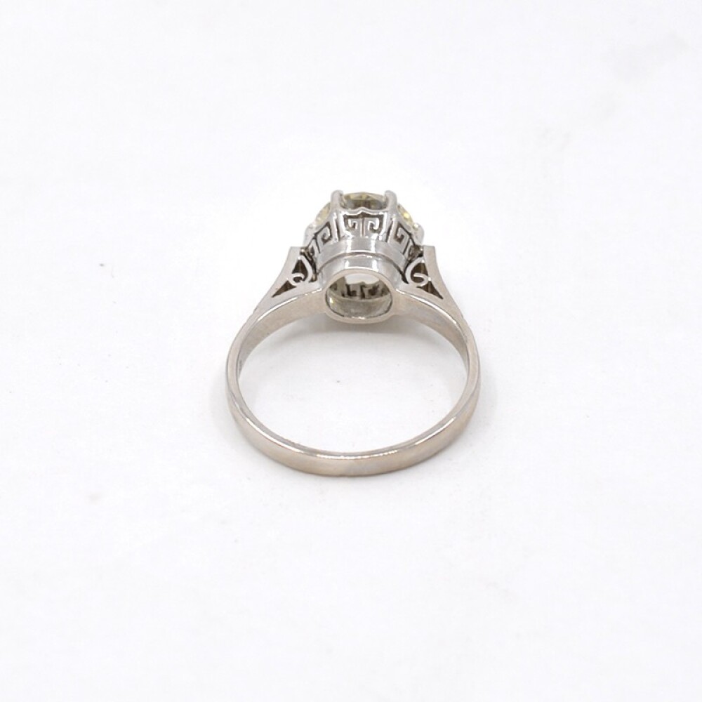Anillo Antiguo En Platino Con Importante Brillante Central Anillo Antiguo En Platino Con Importante Brillante Central