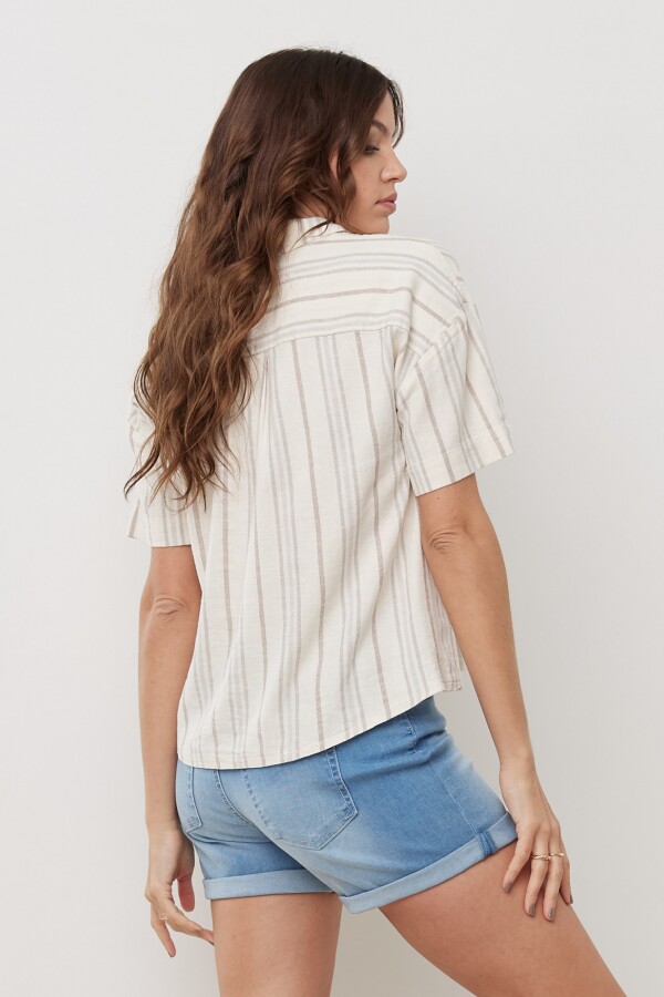 Blusa Lino Cruzada BEIGE/MULTI