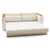 Sofa Cama parrilla extensible brazos recto asientos tela beige trasera Pu tostado Sofa Cama parrilla extensible brazos recto asientos tela beige trasera Pu tostado