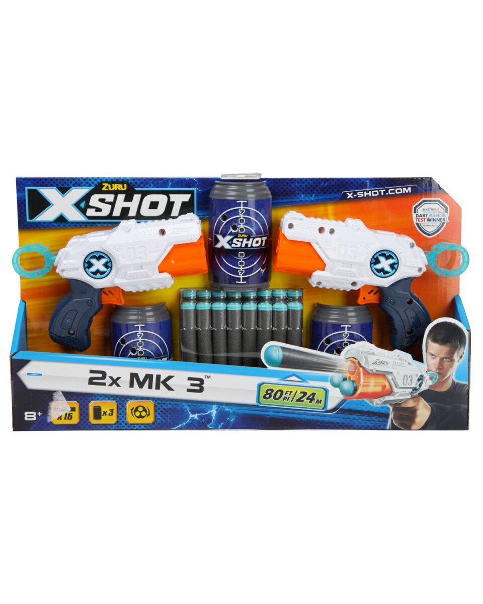 Set x2 lanzadores de dardos Zuru X-Shot Excel MK3 con 16 dardos y 3 latas 