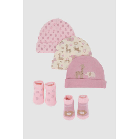 Pack Gorros Y Medias Jirafa Rosado