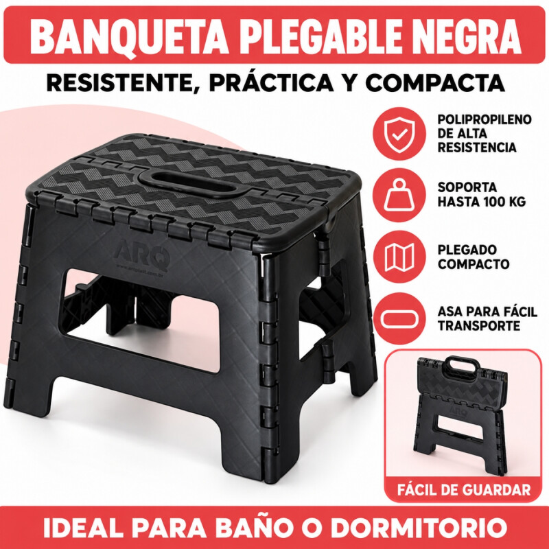 Banqueta plegable negra 34 cm NEGRO
