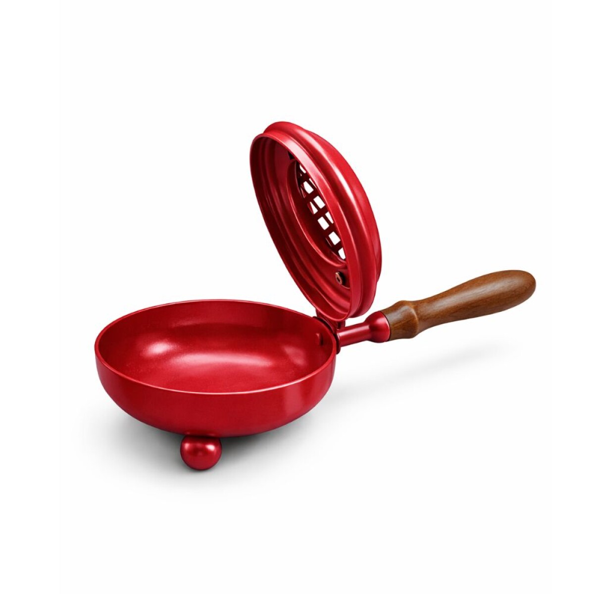 PORTAINCIENSO SARTÉN CON MANGO DE MADERA - Rojo 