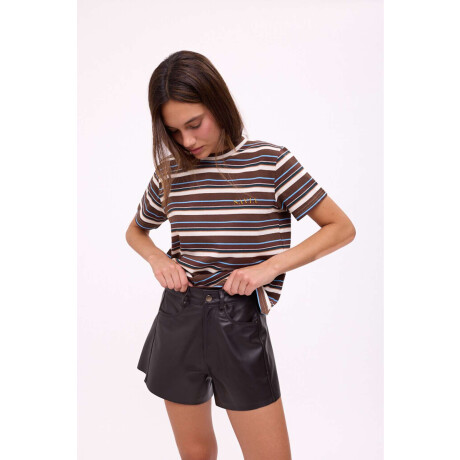 Short Wide Xl Couro Chocolate