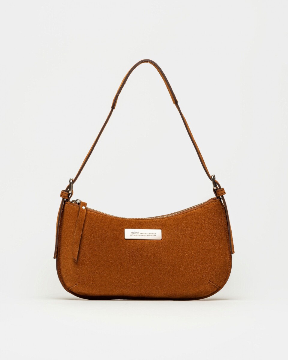 Cartera al hombro Mia en cuero gamuza - Oxido 