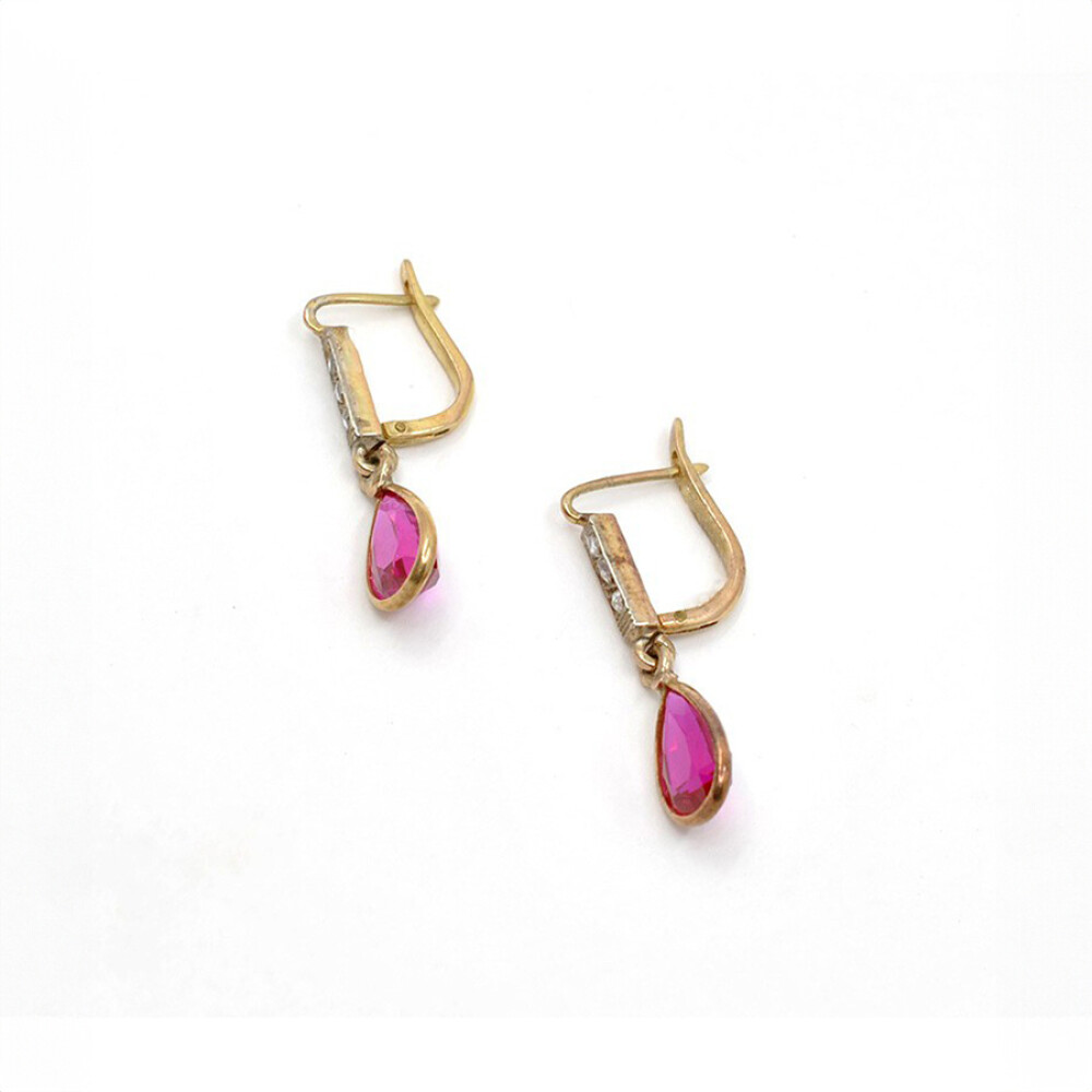 Caravanas Antiguas Con Diamantes Y Rubies Sinteticos. Caravanas Antiguas Con Diamantes Y Rubies Sinteticos.