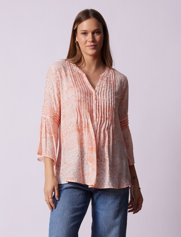 Blusa Gasa Flores CORAL
