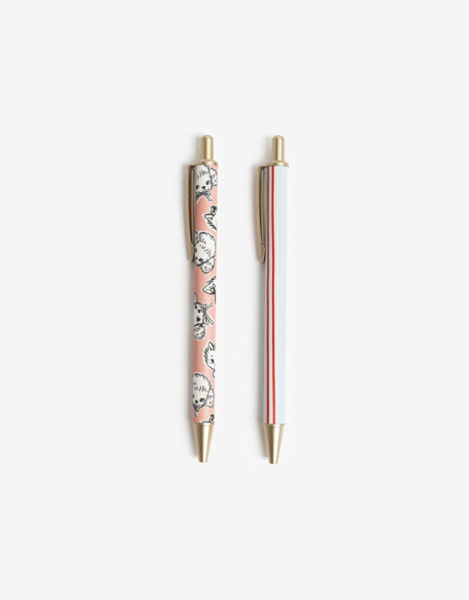 Set De 2 Lapiceras Estampadas - Combinacion Tricolor 