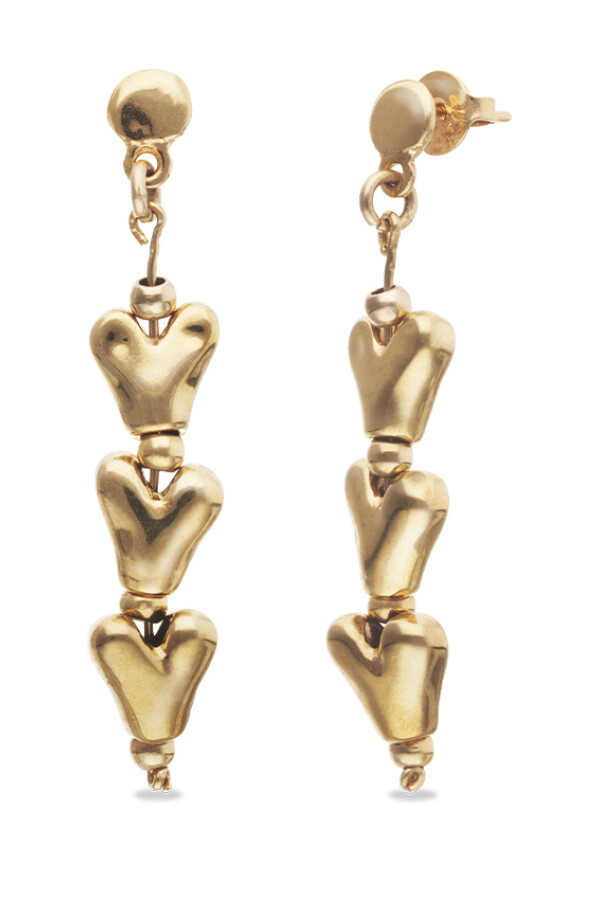 PENDIENTES LARGOS DE CORAZONES DE ALEACIÓN DE METALES BAÑADOS EN ORO 18K Pendiente