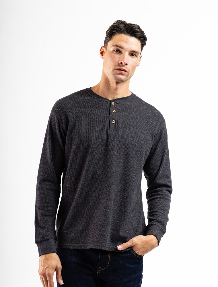 Remera Termal C/Botones Gris Oscuro
