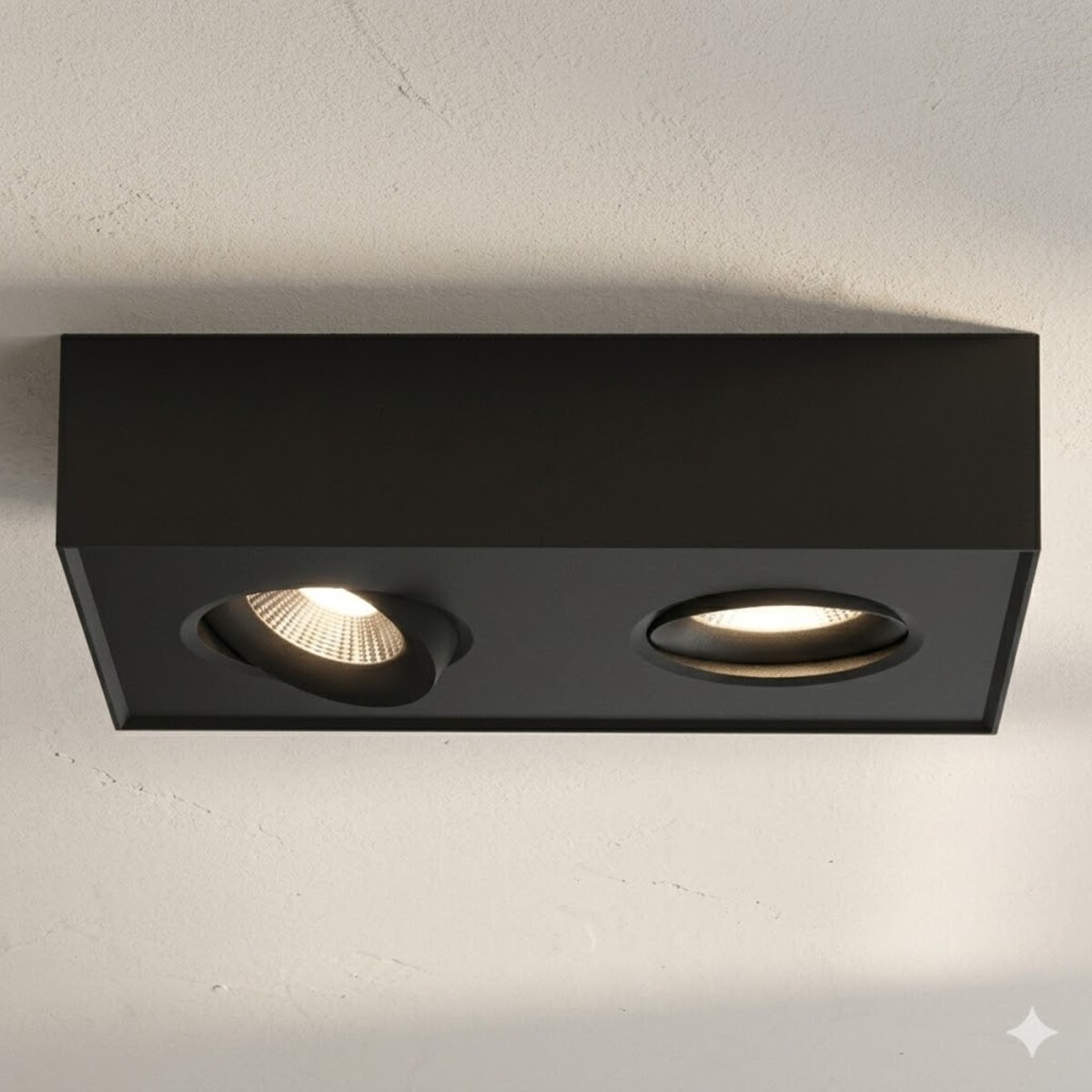 Aplique spot led rectangular chato 16w móvil Dimerizable 2700K - NEGRO 