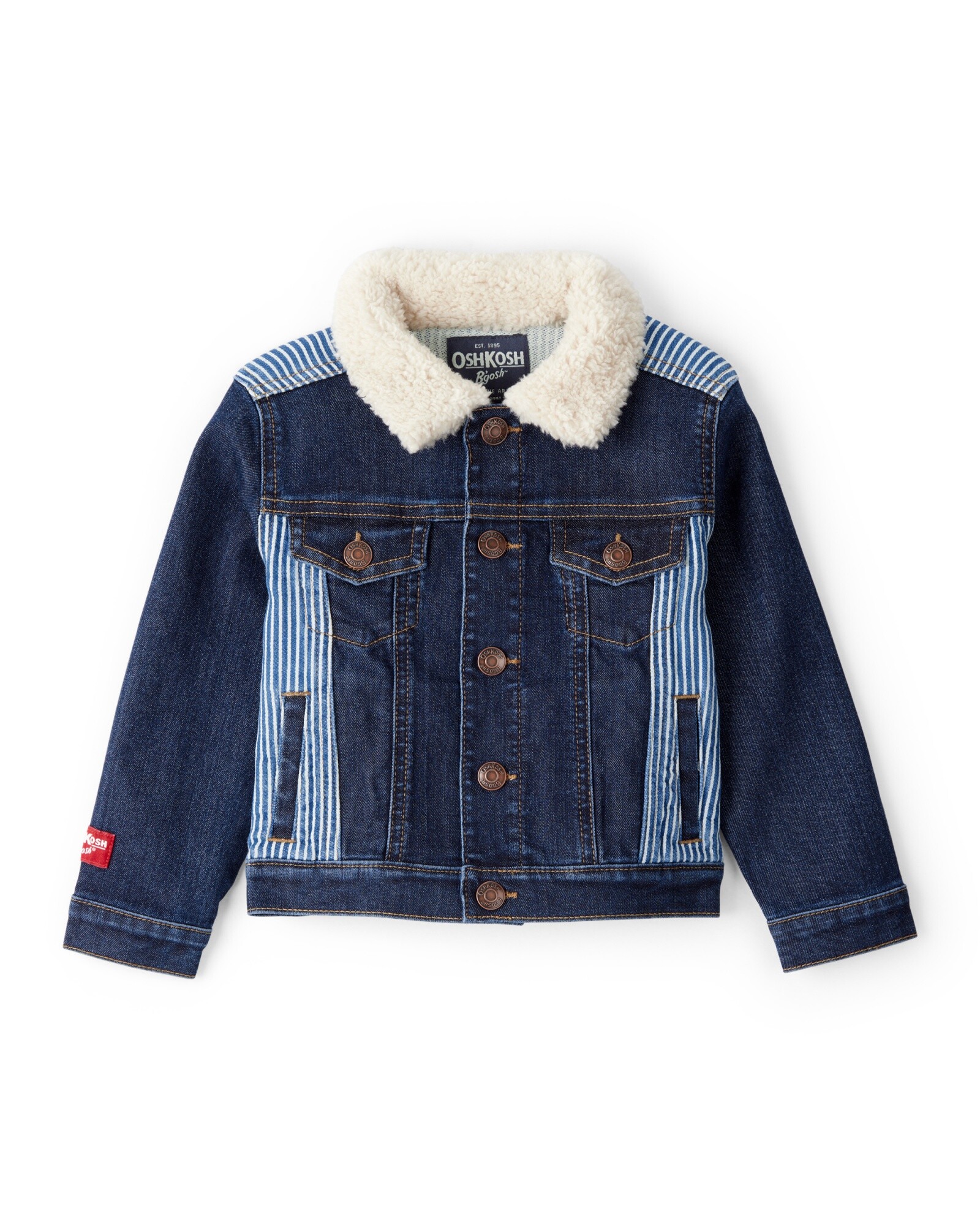 Campera jean con cuello sherpa Sin color