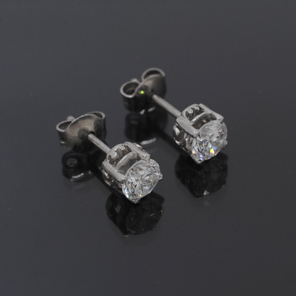 Caravanas antiguas en oro 18k blanco y brillantes Caravanas antiguas en oro 18k blanco y brillantes