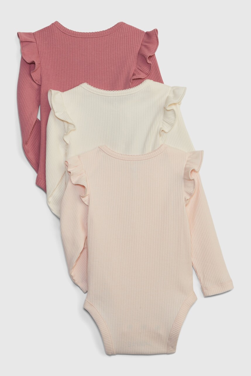 Bodies Pack X3 Manga Larga Bebe Barely Pink