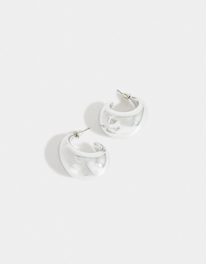 Aros Argollas De metal Aros Argolla De Metal Chunky - Plateado