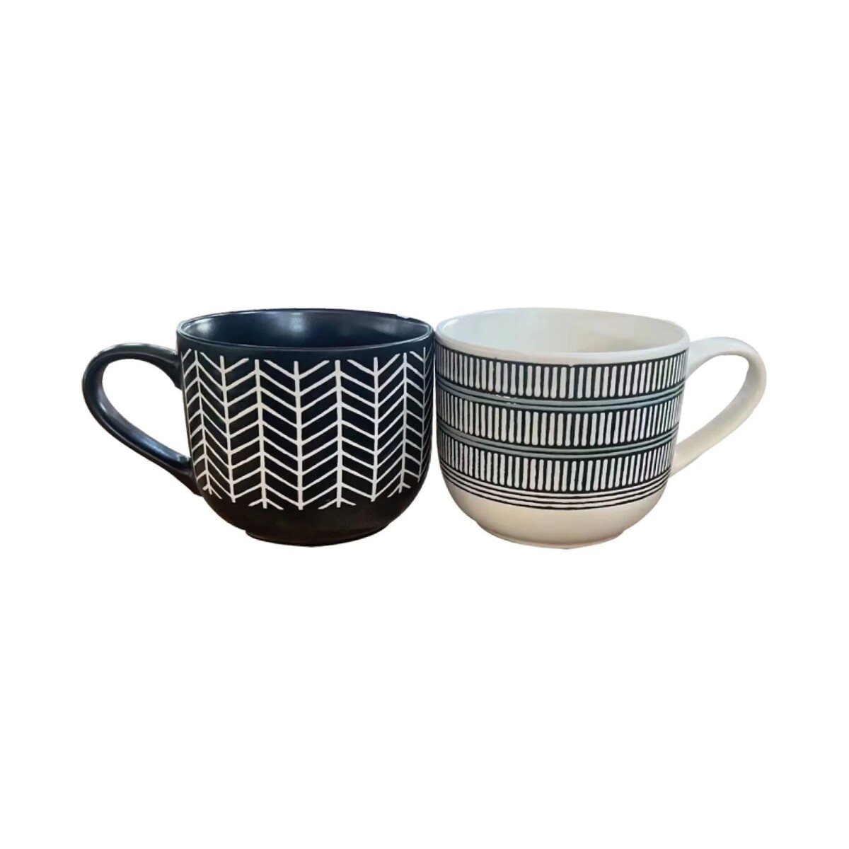 MUG CERAMICA 530ML BLANCO/NEGRO CON DISEÑO 