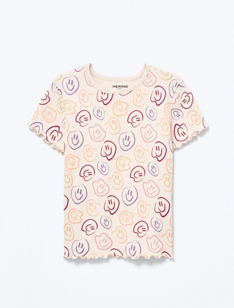 BLUSA MANGA CORTA INFANTIL CON ESTAMPADO BEIGE