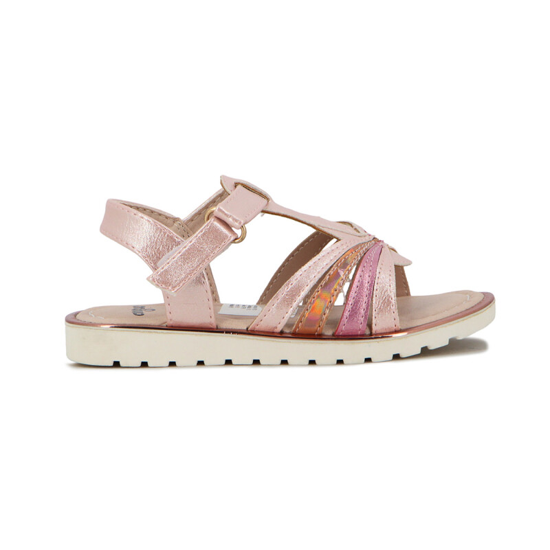 Sandalias Niña Angus Cuatro Tiras Con Velcro Rosado
