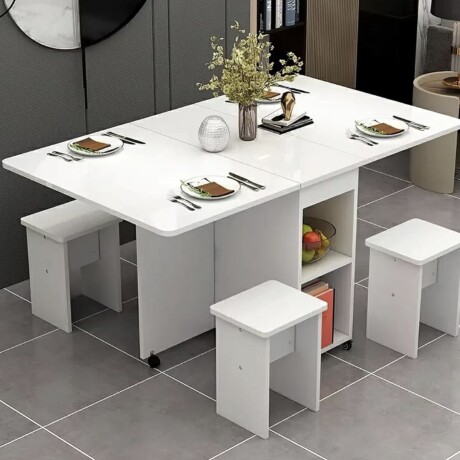 Mesa Con Bancos Plegables modelo Tetris Madera Clara