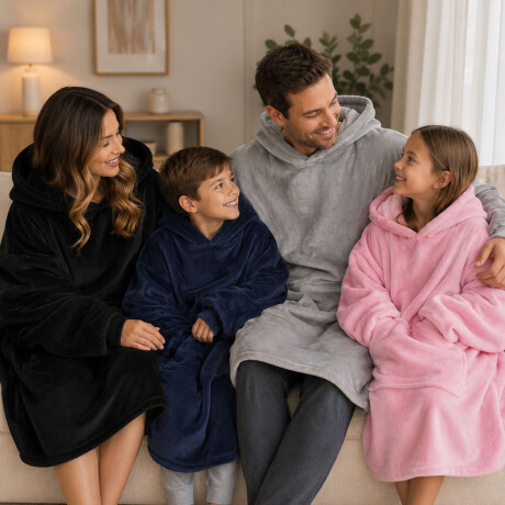 Buzo Canguro Oversize Manta Polar Afelpada Corderito Capucha Negro