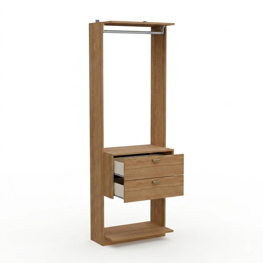 VESTIDOR 2 MÓDULOS - ESTANTES Y 2 CAJONES GUARDARROPA ARMARIO CLOSET PLACARD MARRÓN