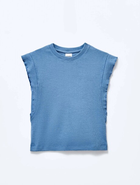 BLUSA INFANTIL SIN MANGAS CELESTE