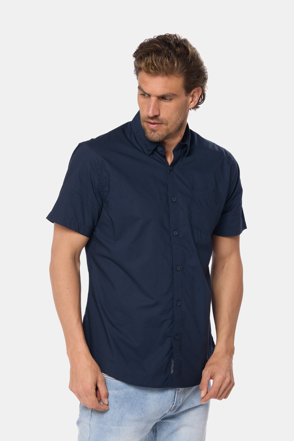 CAMISA LISA DE ALGODÓN Azul