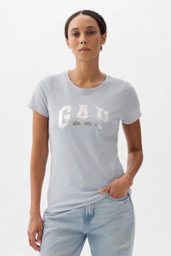 Remera Logo Gap Manga Corta Mujer Grey Matter Shine