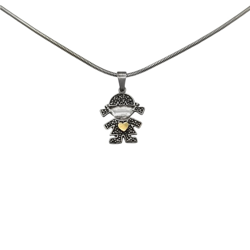Dije Niña-Plata y Oro-Sin piedra-CP5305 sinpiedra