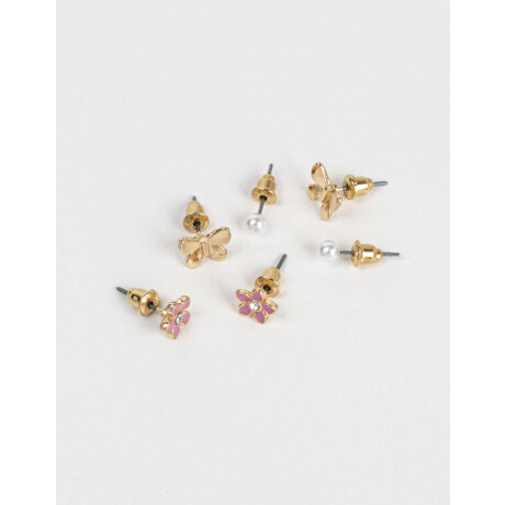 Set De Aros Con Mariposas Dorado