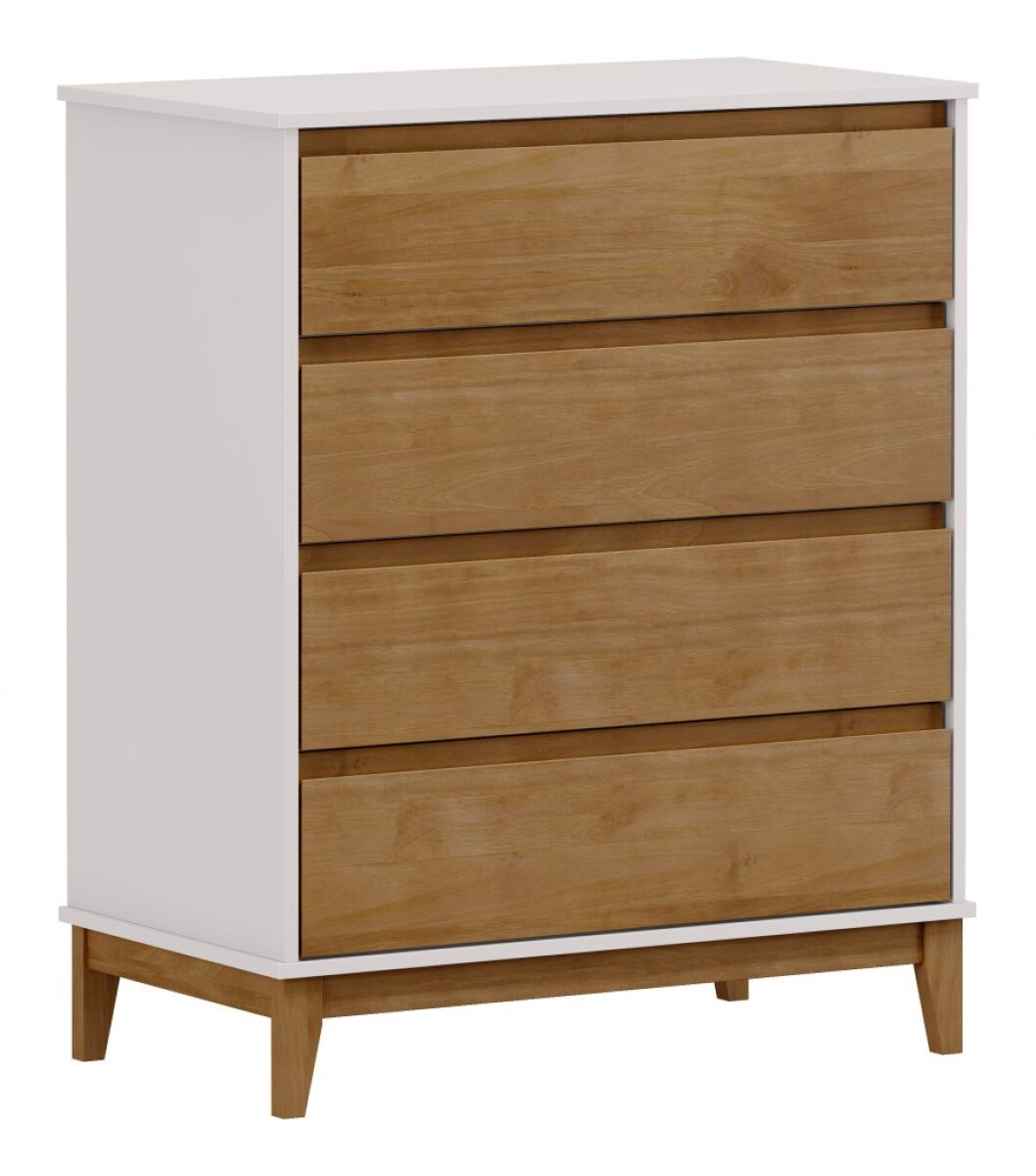Comoda, Cajonera PRATA 4 Cajones color FREIJO OFF WHITE 