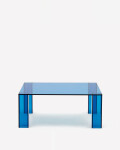 Mesa auxiliar Adularia de cristal templado azul 85 x 85 cm