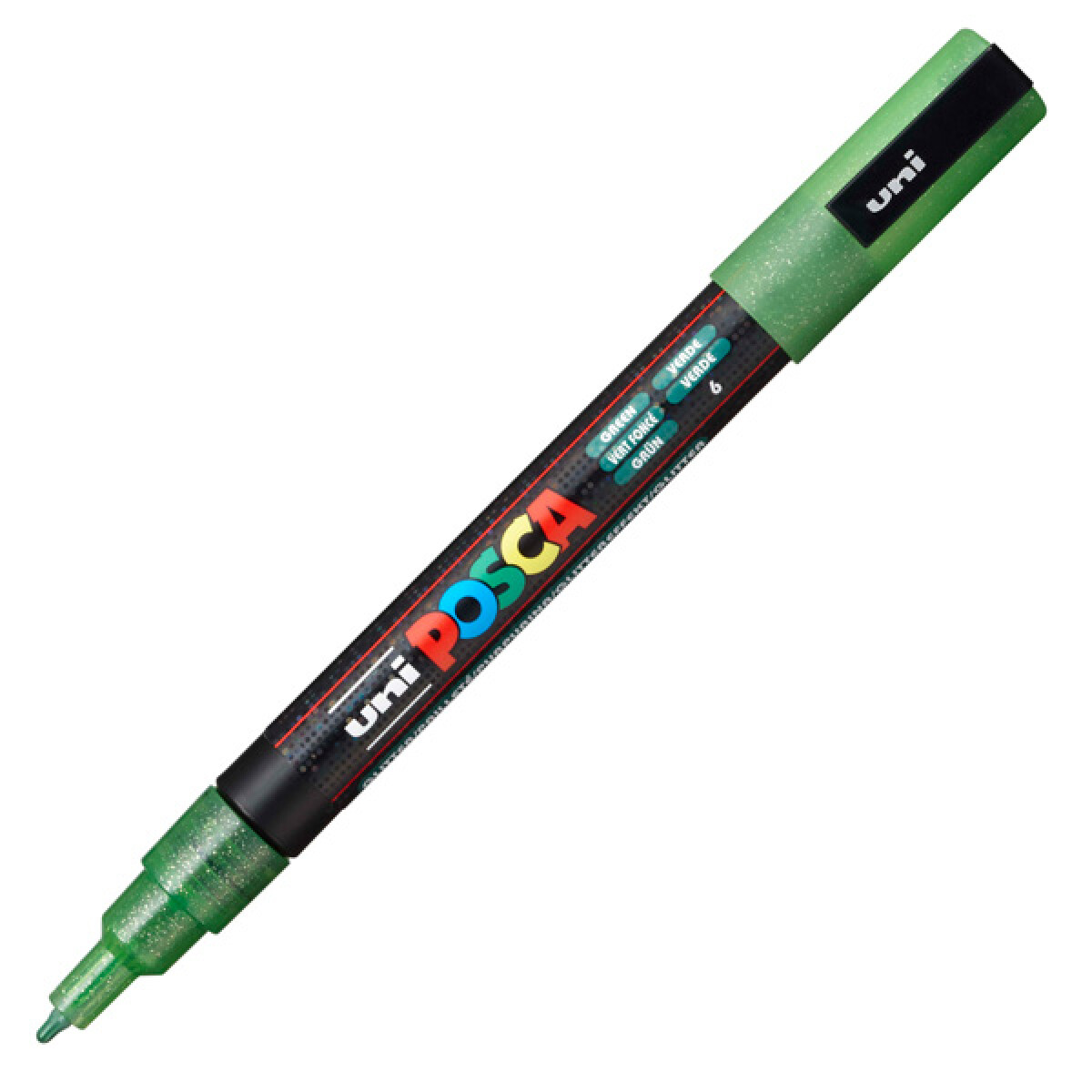 MARCADOR UNI POSCA 1.3 MM VERDE GLITTER 