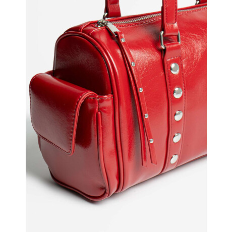 Cartera City Con Tachas Rojo Cereza