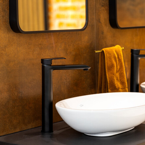 Griferia De Lavatorio Alto Linea Alassio Ii Aqualia Monocomando Negro Mate GAMAS DE NEGRO