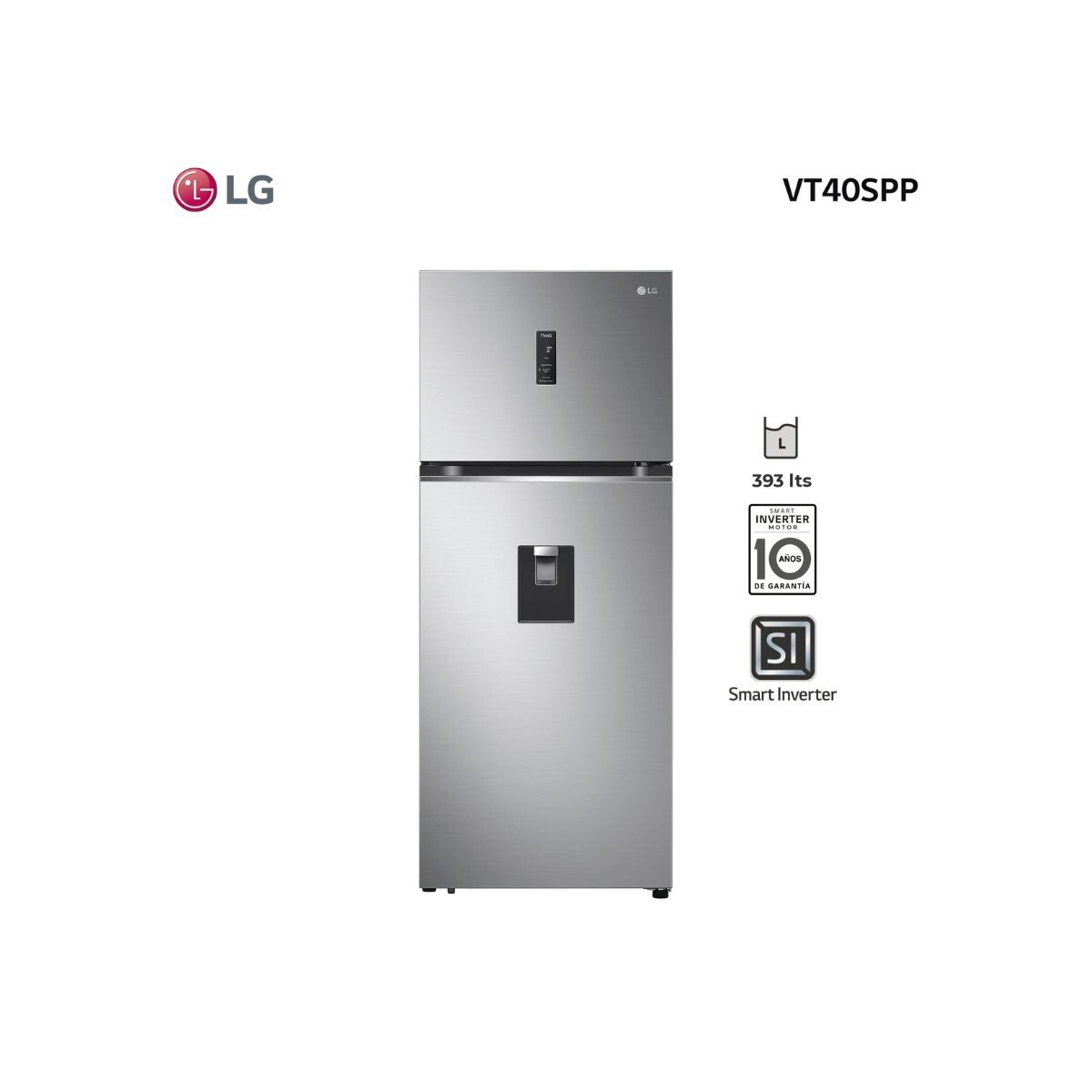 Refrigerador Lg Vt40 393 Litros C/disp Inox Vt40spp 