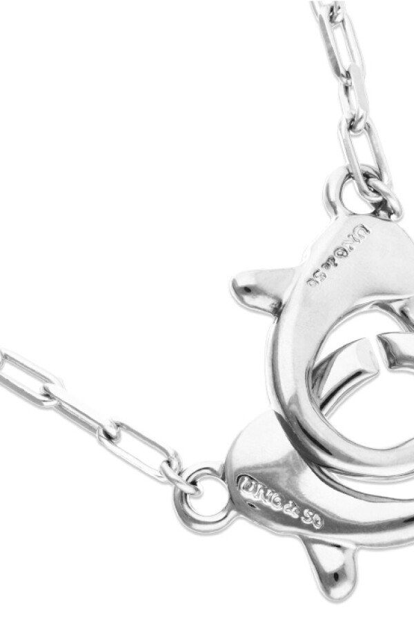 COLLAR BAÑADO EN PLATA CON MOSQUETÓN ENTRELAZADO GRANDE Colgante