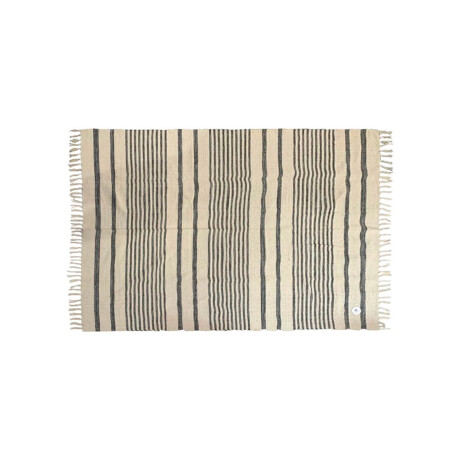 Alfombra Grande Estilo Líneas Moderna Con Flecos Natural