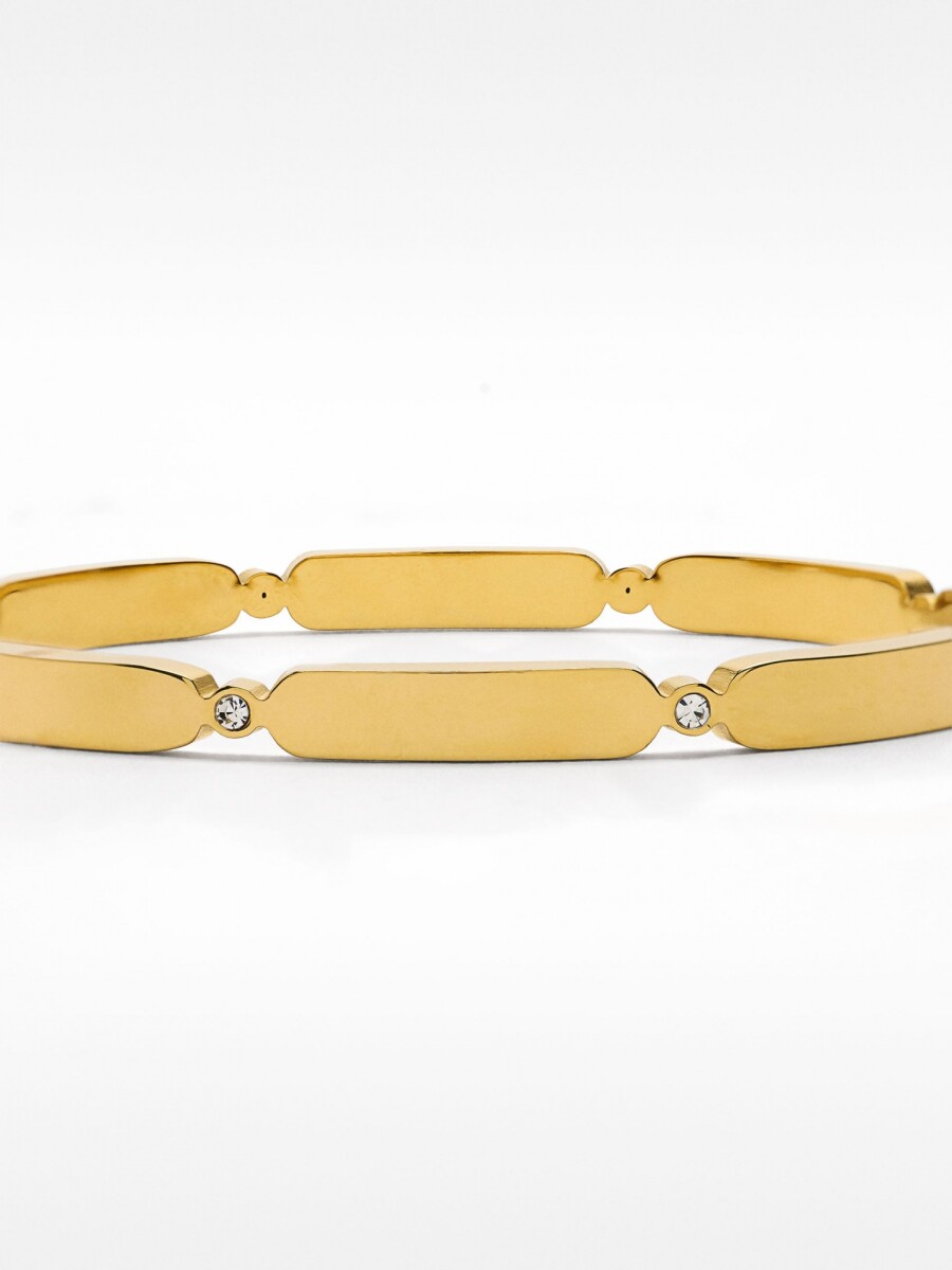 Pulsera Segmentada Con Cristales - Acero Inoxidable dorado