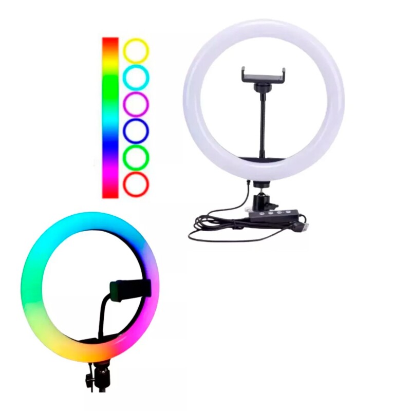 Anillo De Luz LED RGB 32cm Tripode 2.1m Soporte Cel C.Remoto Anillo De Luz LED RGB 32cm Tripode 2.1m Soporte Cel C.Remoto