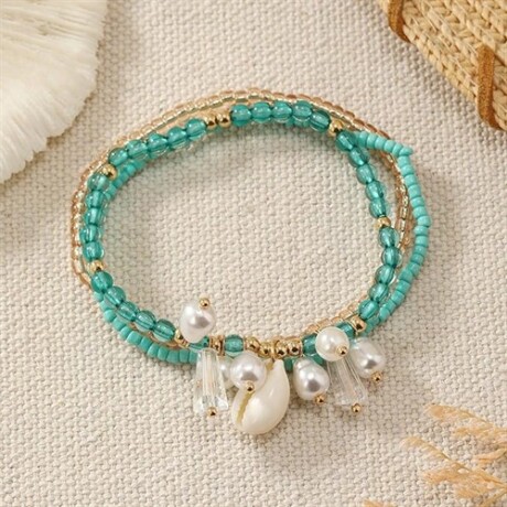 Pulsera Set x3 turquesa con caracoles Sc
