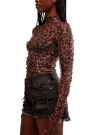 CHARLIE PRINTED MESH TOP Marron