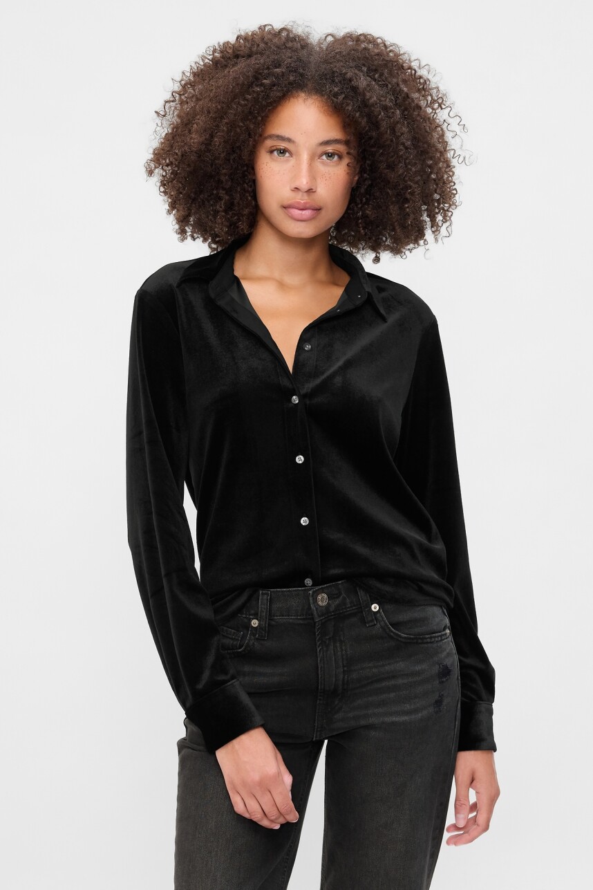 Camisa Terciopelo Mujer Black