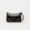 Mini bag Pocket en cuero charol arrugado Negro