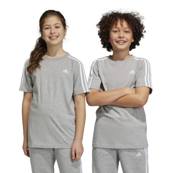 Remera Adidas Essentials 3 Rayas Gris