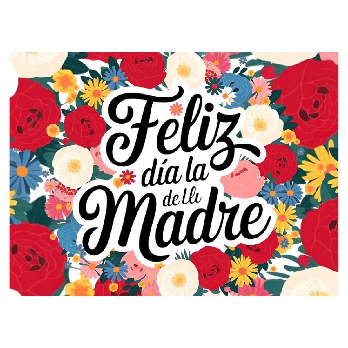 Lámina Feliz Día Mamá - Flores Rectangular 