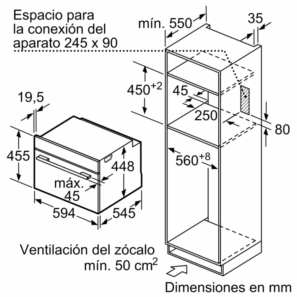 Microondas de empotrar Bosch CFA634GS1 Gourmet 36 acero inoxidable