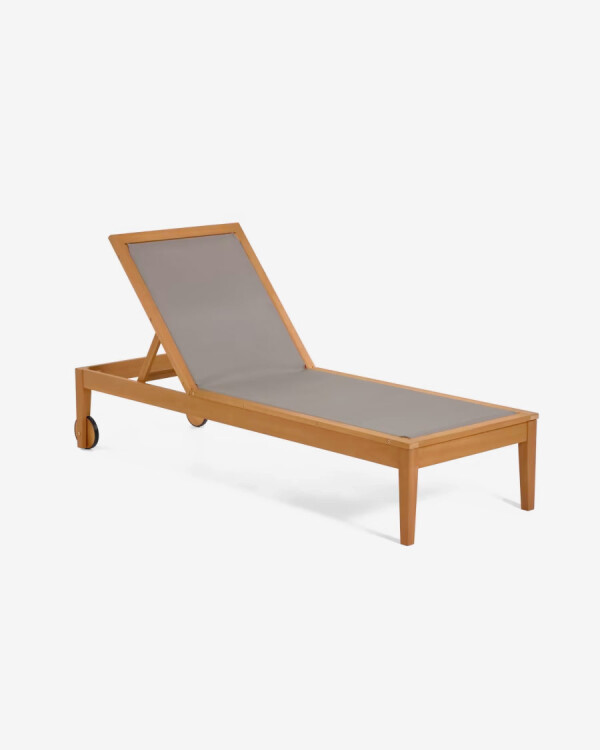 Reposera de exterior Caterin de madera maciza de eucalipto en color gris